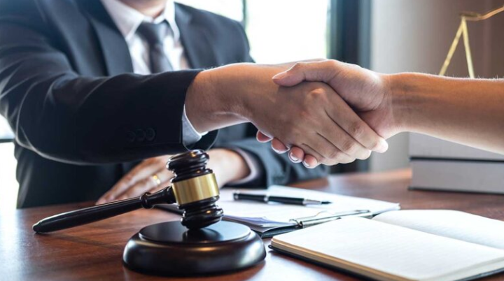 Lawyer with client
